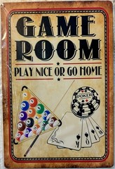 TIN SIGN 8×12 Game Room Pool Table Cards Poker Man Cave Friends Bar Home DD23