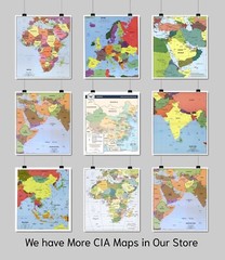 1990 Political Middle East CIA Map Poster with Capitals – Wall Art Print Decor