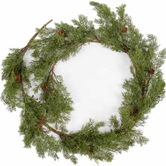 56″ Long Artificial Cedar Juniper Garland with Pine Cones