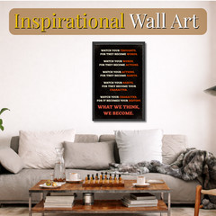Watch Your Thoughts Classroom Wall Art Framed Poster 11×17 Home Office Decor