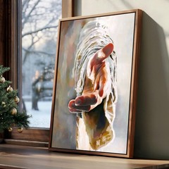 Jesus Reaching Hand Canvas Wall Art Christian Faith Inspirational Decor