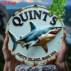 Shark Fishing Amity Island Metal Sign Vintage Coastal Beach House Decor