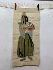 Vintage Beautiful Hand Woven Tunisian Wool Weaving Tapestry Kilim Rug 77×35 Cm
