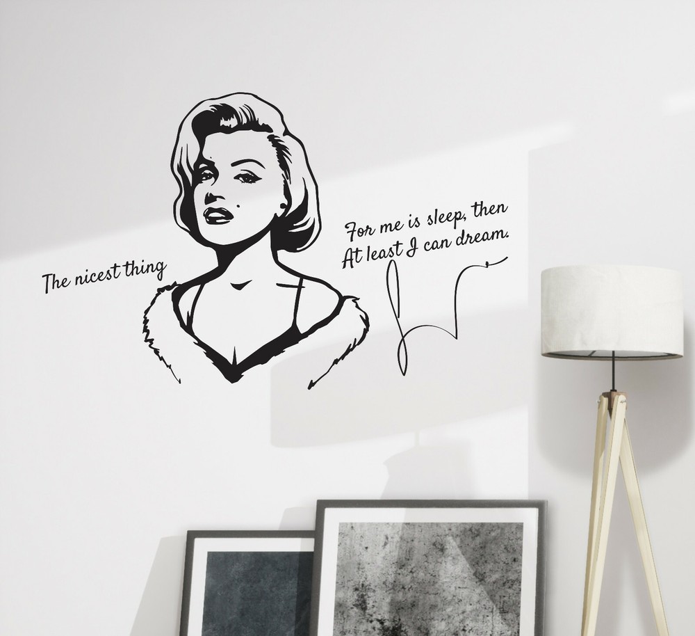 Wall Decal Marilyn Monroe Quote Bedroom Vinyl Decor Black 28 in x 17.5 in gz370