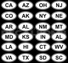 STATE OVAL Decal Sticker ALL 50 STATES to choose from hunt fish rzr run walk