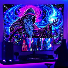 VIKAMA Astral Oracle Tapestry Glowing Cape Energy Sphere Mystical Bedroom
