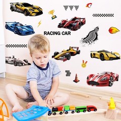 Racing Car Wall Decals – Vehicle Stickers for Boys Bedroom, Kids Playroom, Nurse