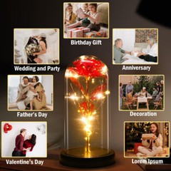 Eternal Muti-color Rose Glass in Dome LED Forever Flower Valentine Gift For Her