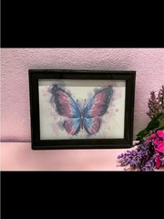 Butterfly Framed Wall Art Sublimation Print Pink Blue Decor
