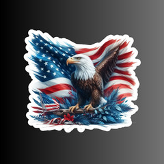American flag bald eagle sticker vinyl decal freedom USA portrait