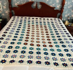 Alpaca/Merino Wool Queen Afghan Coverlet Granny Square 70 X 46 Hand Crochet