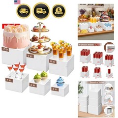 6Pcs White Buffet Risers Set Size 5″,6″,7″,8″,9″,10″,Food Risers for Buffet T…