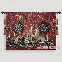 (MEDIUM) SIGHT The Lady & Unicorn Medieval Tapestry Wall Hanging Jacquard Weave