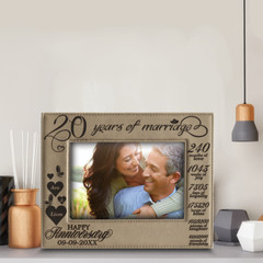 Personalize 20 Years of marriage-Anniversary gift-engraved Leather frame