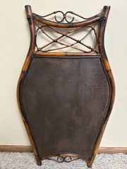 Vintage Bamboo Rattan Framed Wall Hanging of Wine And Grapes