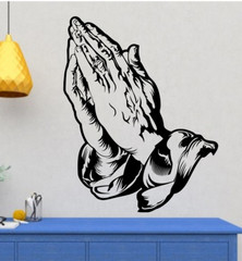 PRAYING HANDS – LARGE WALL VINYL DECAL STICKER MURAL – COLOR CHOICE – REMOVES