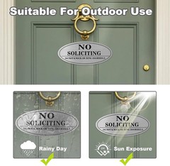 2 Pack No Soliciting Sign for House, Self-Adhesive Metal No Soliciting Signs for