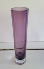 LSA AMETHYST PLUM CYLINDER VASE CLEAR GLASS BOTTOM 8.75 INCHES