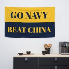 Large Go Navy Beat China Flag Banner (Go Navy Beat Army Parody Flag) [1-Sided]