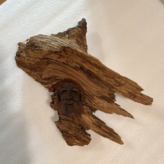 Abstract Art Wood Sculpture, Brown Asymmetrical Wall Art Driftwood Face Figure