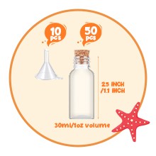100 Pas 1 oz Plastic Sand Art Bottles with Cork Spers Mini