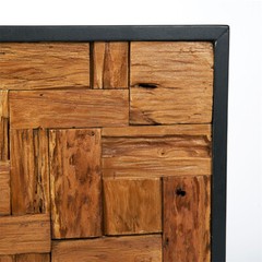 Farmhouse Slatted Collage Wall Art 17»x17» Rustic Teak Wood Decor Handmade