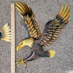 2 Large Bald Eagles In Fight Gold Tone Metal Wall Decor Adjustable Wings 21″