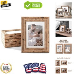 5×7 Picture Frames Set of 6, Rustic Picture Frame 4×6 with Mat or 5X7 Without…
