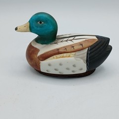Hand Painted Duck Decoy Figurine Mallard Ceramic 5″