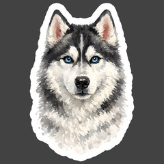 Husky Sticker Vinyl Decal Blue Eyed Watercolor Dog Lover Pet Gift