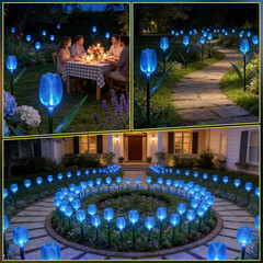 6PACKS Garden Gifts for Mother Day Decorations – Cute Artificial Tulip Blue Flow