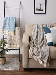 Transitional, Basketweave Woven Throw, 50×60 50 x 60 in Gray