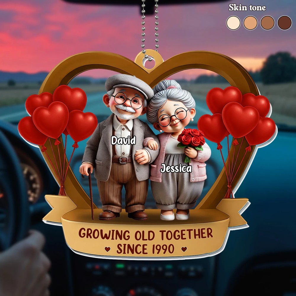 Growing Old Together Personalized Elderly Couple Acrylic Ornament Gift Decor