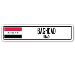 BAGHDAD IRAQ Street Sign Iraqi flag city country road wall gift