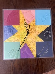 Handmade Quilted Wall Clock – Works – “Sue 2019” – Works Battery Not Included