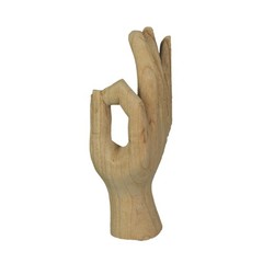 Zeckos Carved Wooden A-OK Hand Gesture Statue Natural Finish 8 Inches High