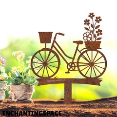 Custom Bicycle Garden Stake, Metal Bike Lover Yard Art, Rustic Gift for Gardener