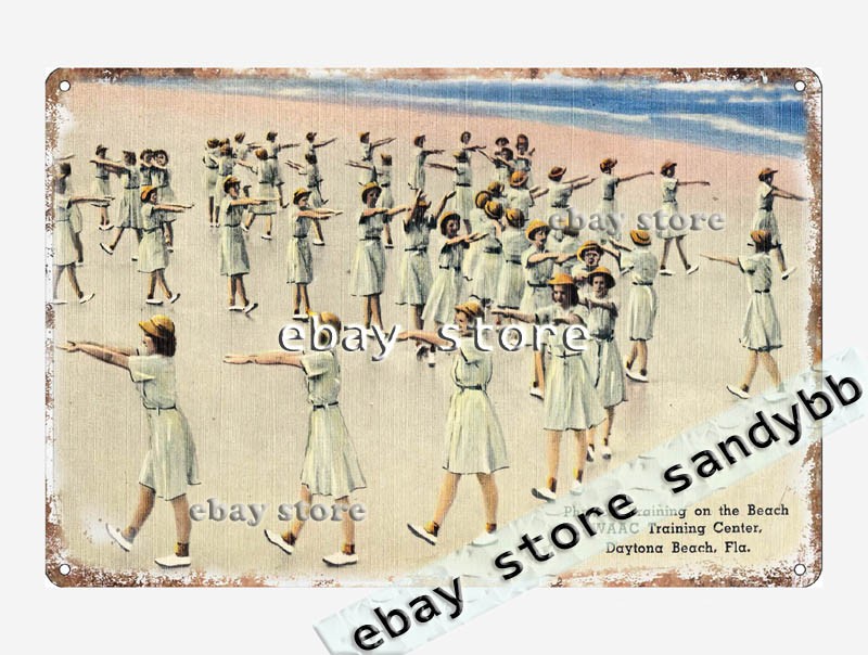 1930-45 Physical training beach, Daytona Beach, Florida tin sign office designs