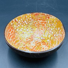 Lacquered Coconut Shell Bowl 5″ Abalone Shell Inlay Tiki Bar Hawaiian Decor Boho