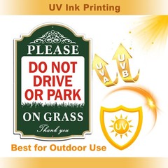 Yuzkouge Please Do Not Drive or Park On Grass Sign – 2 12 x 8 inches, Green