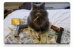 Funny Gangster Cash Cat Meme Debit Card Credit Card Skin Vinyl Sticker