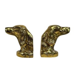 Vtg Solid Brass Irish Setter Dog Bookends English Pointer Hunting 5″ Korea