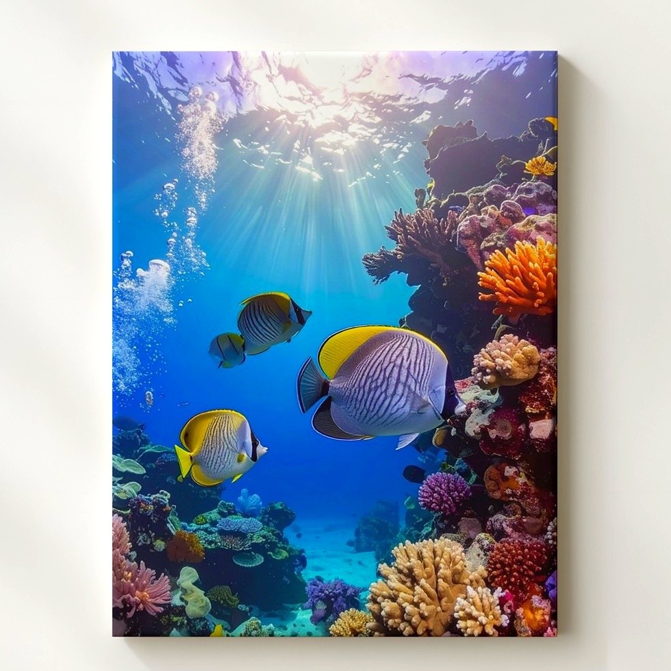 Tropical Fish & Coral Reef Canvasserene Underwater Ocean Art Wall Art