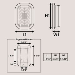 TRUE MODS 2pc White 5×3 3×5 Inch Rectangle LED Trailer Tail 2 Pack,