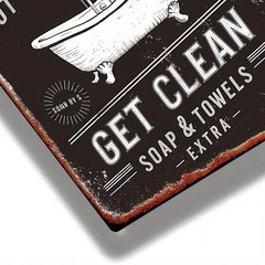Vintage Bathroom Metal Sign Washroom Shower 20x30cm Rustic Iron