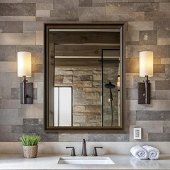 Retro Copper Effect Framed Wall Mirror, 24×32 Rectangle Mirror, Anti-desilver…