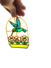 Suncatcher Hummingbird in Window Flower Box 4.5″ × 3.25″