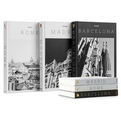 Set of 3 XL Decorative Blank Hardcover Books for Decoration – Multicolor