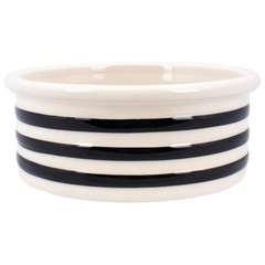 Demdaco Heart w/Paw Print & Black Stripe Pet Bowl White Stoneware Medium 7″Dx3″H