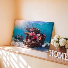 Underwater coral reef with colorful fish ocean marine life canvas wall art print
